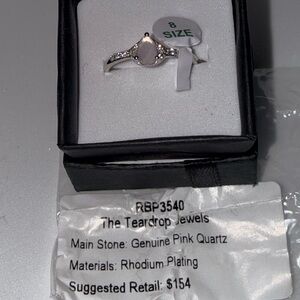 The Teardrop Jewels Pink Quartz Silver Ring